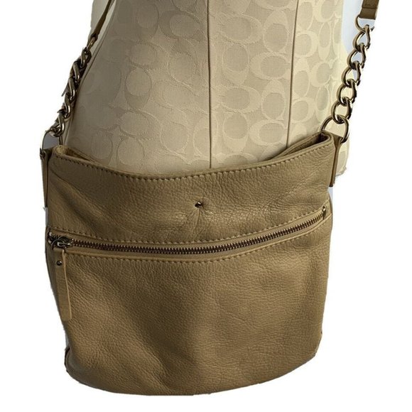 Kate Spade NY Tan Leather Organizational Crossbody Jackson Zip Top Purse - Picture 1 of 7